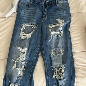 Ripped Boyfriend Jeans with gem strands